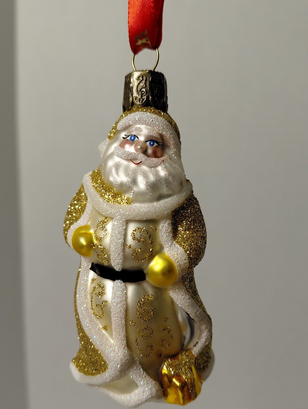 Waterford Heirloom Gold and White Santa Holiday Ornament - Vintage